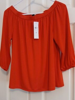 Ann Taylor Off-Shoulder Red Blouse, NWT